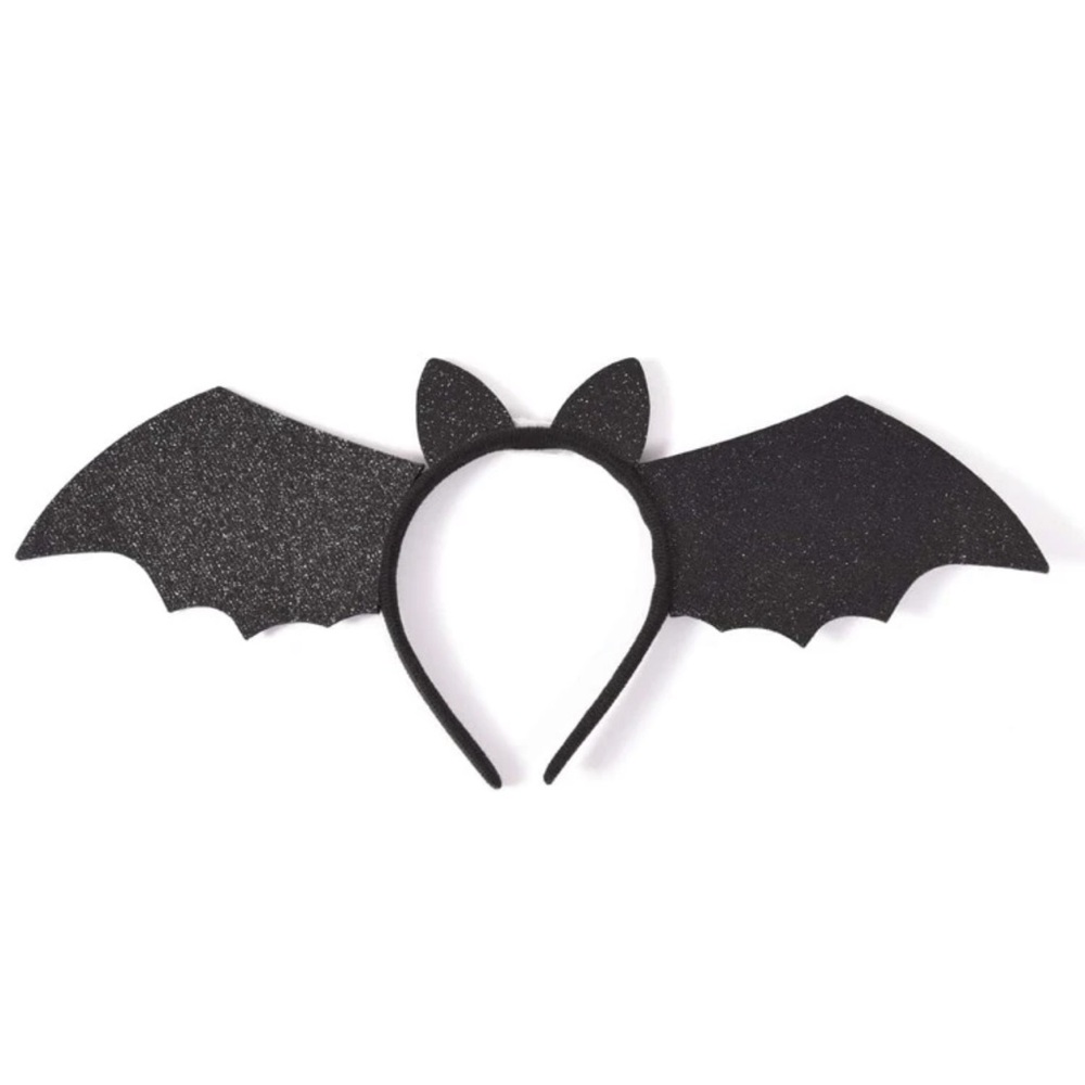 🦇 Awesome Glittery Black Bat Wing Cat War Headband Headdress 🖤